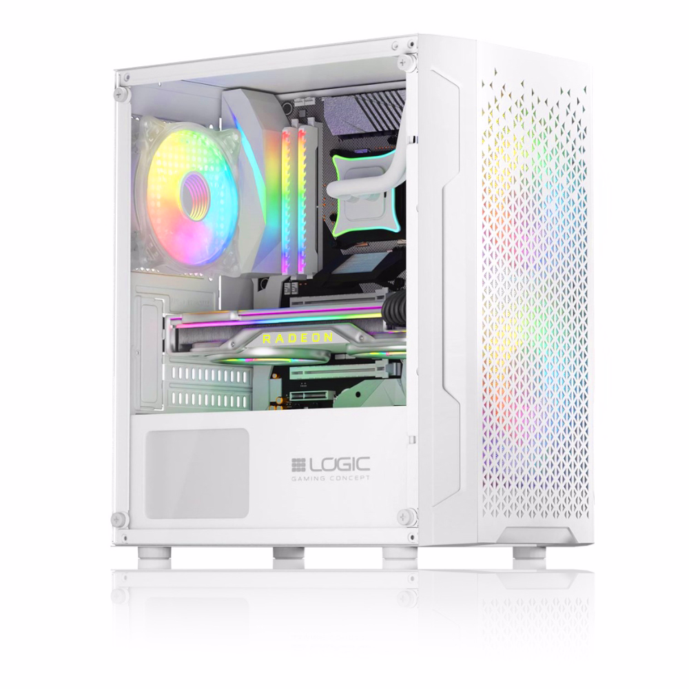 Wnętrze komputera FROST z procesorem AMD Ryzen i podświetleniem RGB
