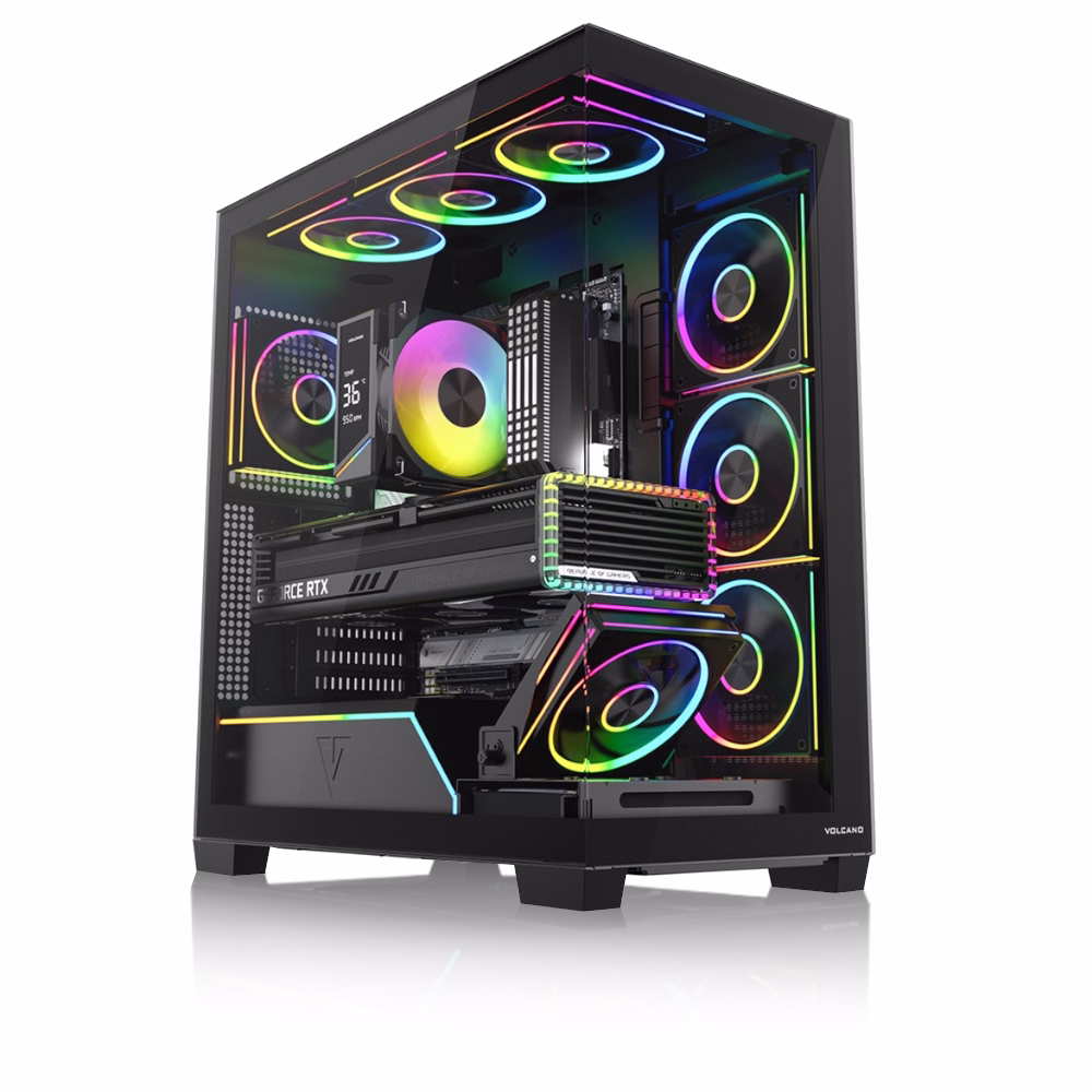 Komputer ATLAS czarny skonfigurowany i gotowy do działania